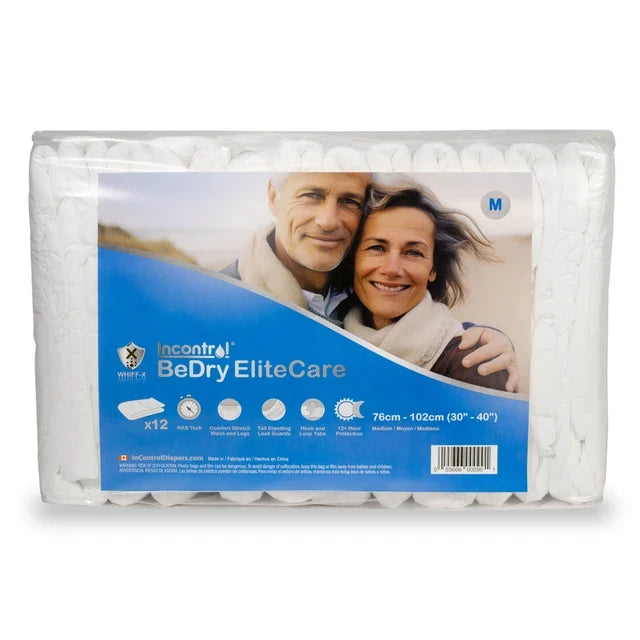 InControl BeDry EliteCare Premium Incontinence Briefs 12 Pack