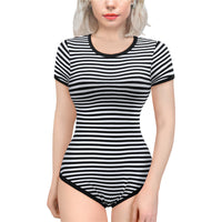 Essential Striped Adult Onesie Black
